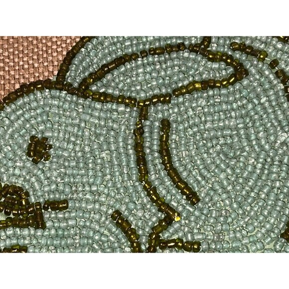 RLK By Leila’s Linen Hand Beaded Rabbit Coasters Green And Blue Made In India - Picture 7 of 12
